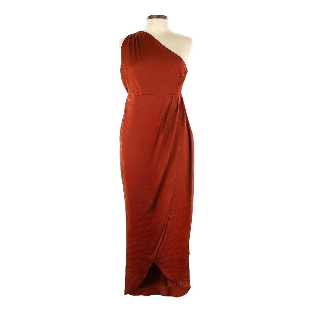 Showpo One-Shoulder High-Low Dress in Rust